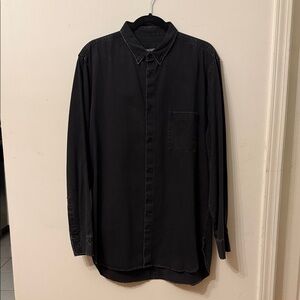 Zanerobe Black Denim Long-Sleeve Casual Button-Down Shirt